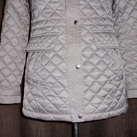 Nautica Silver Gray Quilted Puffer Jacket Removable Hood Sz S - Picture 4 of 16